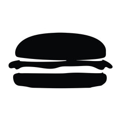 Simple Black Silhouette of a Delicious Hamburger Sandwich