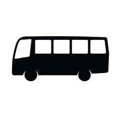 Simple Black Silhouette of a Public Transportation Bus Icon Graphic