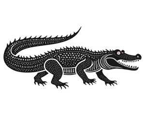 Fototapeta premium silhouette of a crocodile isolated on white