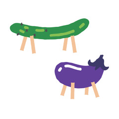 日本のお盆に飾る精霊馬　イラスト素材