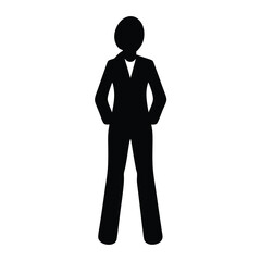 A Black Silhouette of a Person Wearing a Business Suit Standing with Hands in Pockets