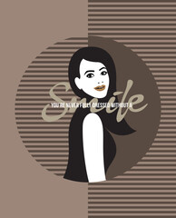 Smiling girl vector illustration. Girl with smile quote.
