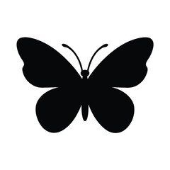 Simple Black Butterfly Silhouette Icon Vector Graphic Image Illustration