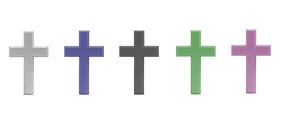 Obraz premium Set of Christian cross PNG file isolated on transparent background, 