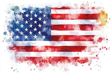 Watercolor american flag patriotic design usa independence day memorial day labor day art print design 100