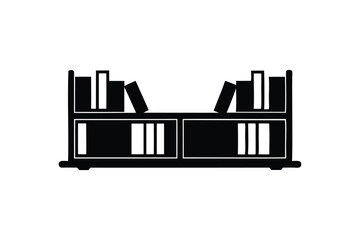 Obraz premium A bookshelf silhouette on a white background
