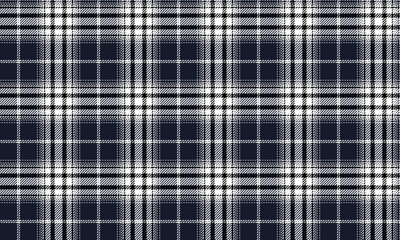 Seamless plaid pattern, navy blue, white, black, gives a luxurious feel, suitable for designing clothes such as skirts and pants, vector illustration.