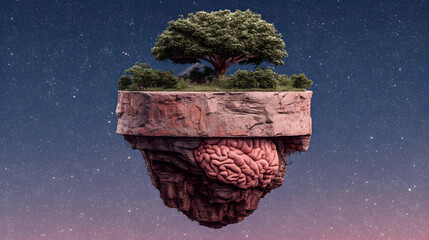 life intertwining with AI brain core suspended in space