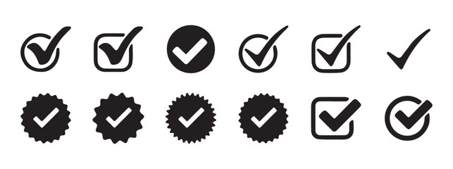 Verified badge profile set. Social media account verification icons. Vector Illustration eps 10