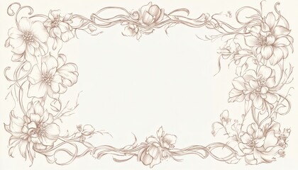 Elegant floral border design in sepia tones.