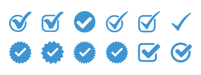 Verified badge profile set. Social media account verification icons. Vector Illustration eps 10