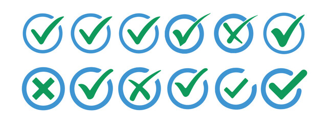 Check mark icon vector .symbol, sign, yes, right. check box icon with correct with different line width. approved symbol. Vector Illustration