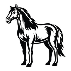 Decorative Horse Standing Stallion in Black and White Abstract Design 80