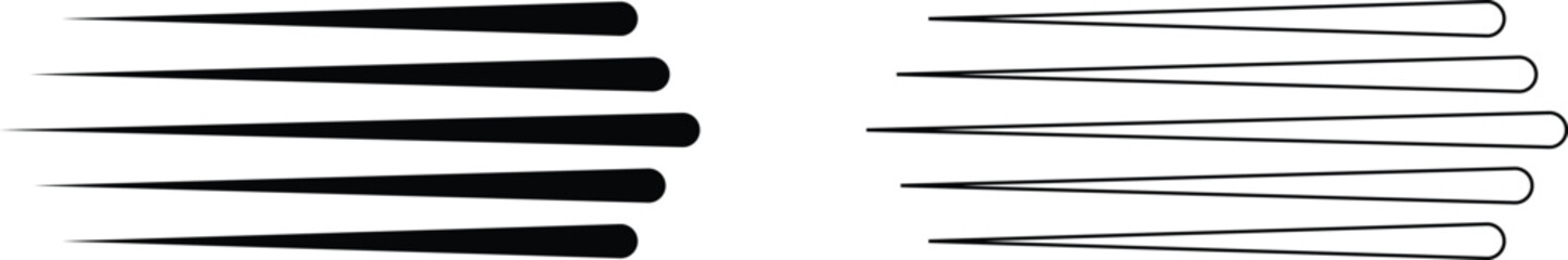 Obraz premium Speed lines icon set of fast motion symbols. Comic and manga books speed lines vector collection isolated on transparent background Manga speed frame superhero action explosion elements for web or app