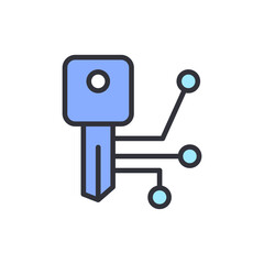 Encryption key colored icons, minimalist vector illustration ,simple transparent graphic element .Isolated on white background