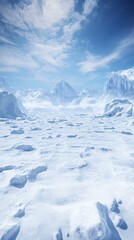 Stunning frozen arctic landscape with icy mountains and clear blue sky