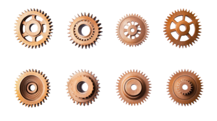 collection set of gears on white background