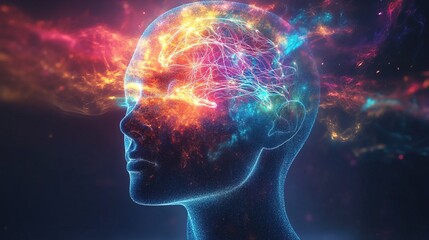 Obraz premium Glowing Brain and Thought Visualization