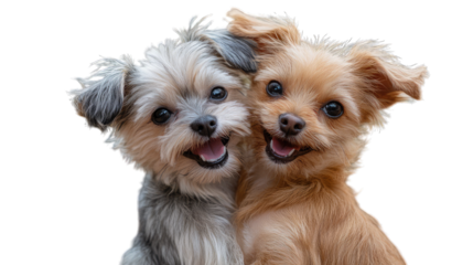 Playful Puppy Duo with Adorable Expressions in a Close Pose