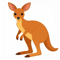 Fototapeta premium Cute Cartoon Kangaroo Standing with Cheerful Expression