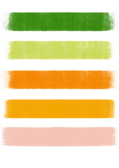 Obraz premium Yellow, orange, red brush stroke roller, set of hand-drawn paint strokes png cut out