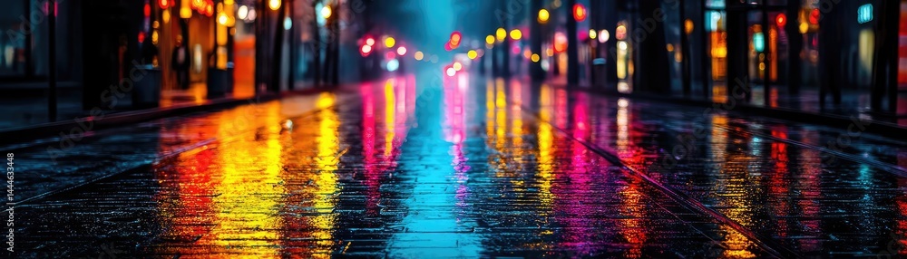 Poster raindrop on a window combining rain, mood, and urban pattern concept. a vibrant city scene with colo