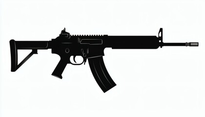 Silhouette depiction of a modern assault rifle.