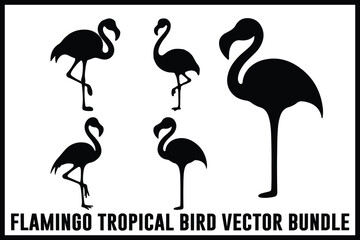 Fototapeta premium Tropical Flamingo Silhouette Bundle 
