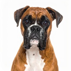 Obraz premium Close-Up View of a Boxer Dog with Expressive Face
