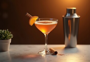 cinnamon spiced martini cocktail glass shaker elegant drink recipe mixology garnish, mojito, alcohol, beverage, spirits, mixture, aroma, sweet, spices, cream