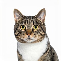 Close-Up Portrait of a Tabby Cat with Large Eyes