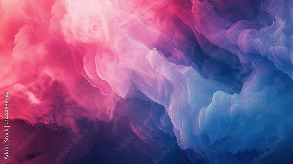 Poster abstract pink and blue smoke swirling in a fluid pattern. background image of swirling wave with gra
