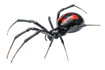 Black Widow Spider Close-Up – High-Contrast Side View with Red Hourglass Marking