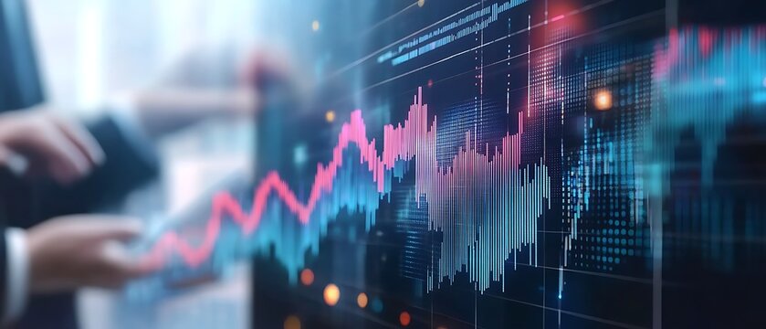 Businessman Holding Digital Globe with Financial Growth Chart and Futuristic Technology Interface