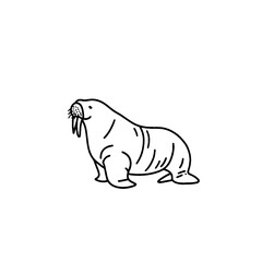 Charming hand-drawn walrus vector illustration, ideal for nature projects, educational materials, and children's books. Unique, playful design adds joy to any creative work!