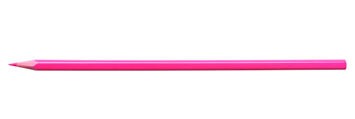 Pink colored pencil isolated on transparent background, PNG file.