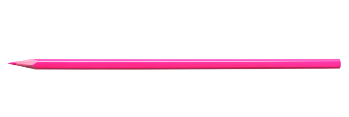Pink colored pencil isolated on transparent background, PNG file.