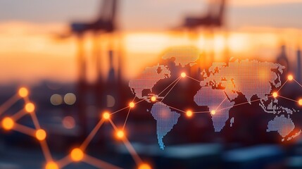 Streamlined global supply chain enhancing cargo transport and efficiency through digital mapping