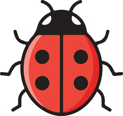 Obraz premium Ladybug illustration with red shell and black spots isolated on white background.