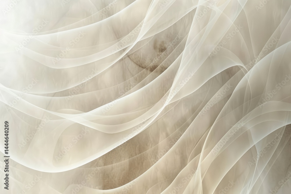 Poster abstract waves of flowing fabric in neutral tones. background image of cream fabric texture waving w