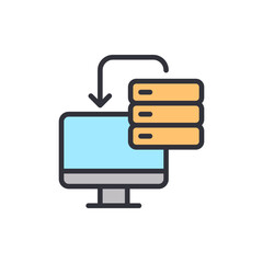 Data exchange colored icons, minimalist vector illustration ,simple transparent graphic element .Isolated on white background