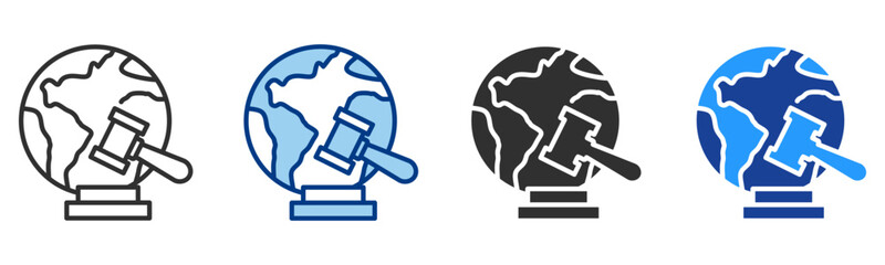 International Law Icon Multiple Style Vector Collection 