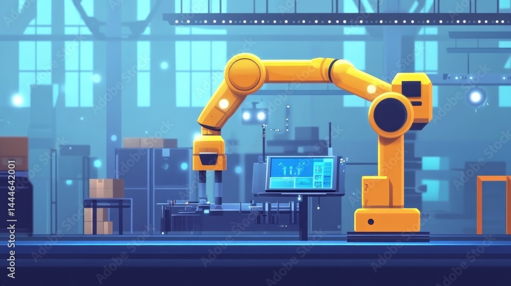 Aufkleber industrial robot arm in a factory setting