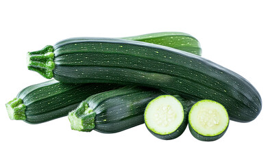 zucchini harvest: fresh green vegetables isolated