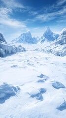 Obraz premium Stunning frozen arctic landscape with icy mountains and clear blue sky