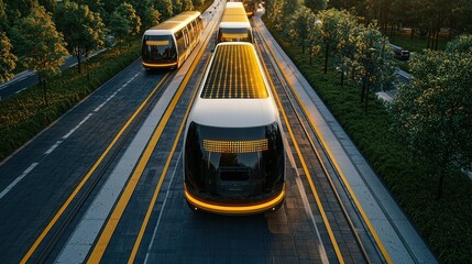 Obraz premium Advanced sustainable public transit system in urban environment gigapixel technology future mobility insights