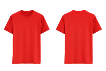 Red T-Shirt Front and Back View mockup Isolated on Transparent Background