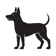 Black and white dog silhouette illustration with other animals in a cute vector style