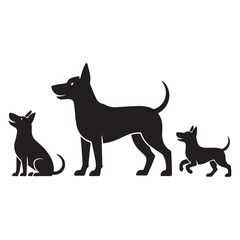 dog set silhoutte illustration with a white backraund