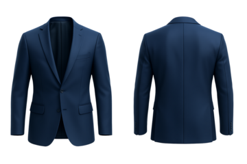 Navy Blue Formal Suit Jacket Isolated on Transparent Background